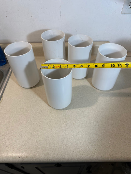 Tall, White Vases (Lot of 5)