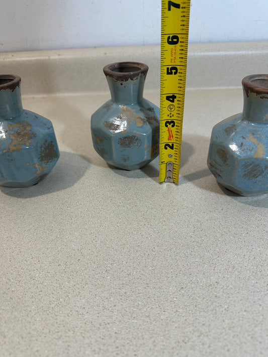 Small Blue Vases (Lot of 3)