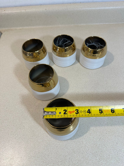 Tiny White/Gold Vases/Pots (Lot of 5)
