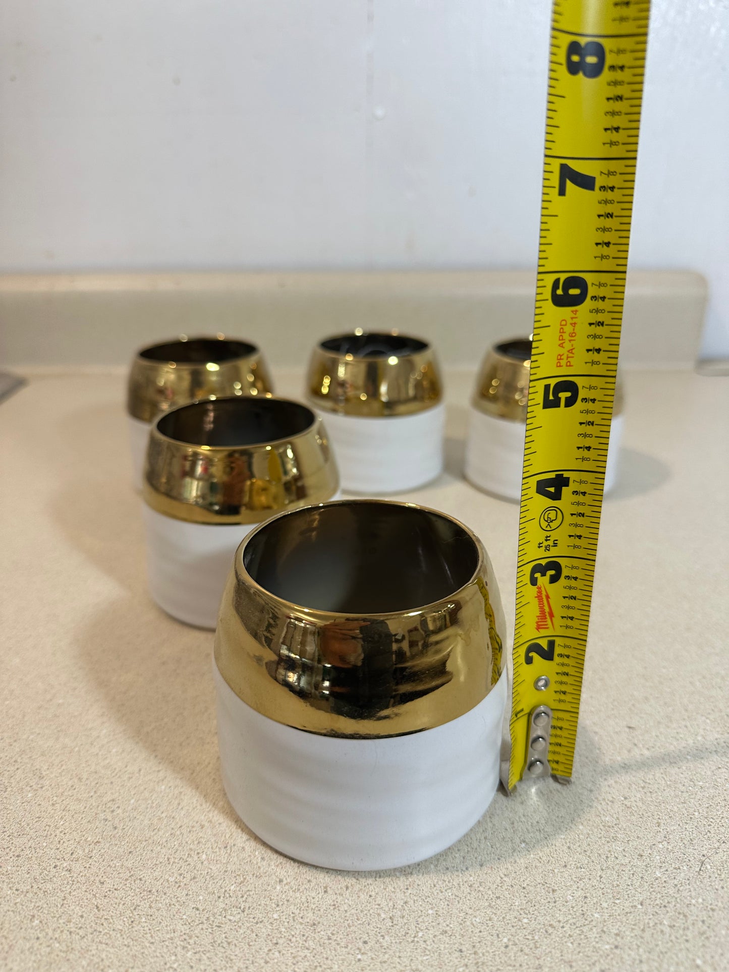 Tiny White/Gold Vases/Pots (Lot of 5)