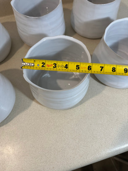 Wavy White Vases/Pots (Lot of 6)