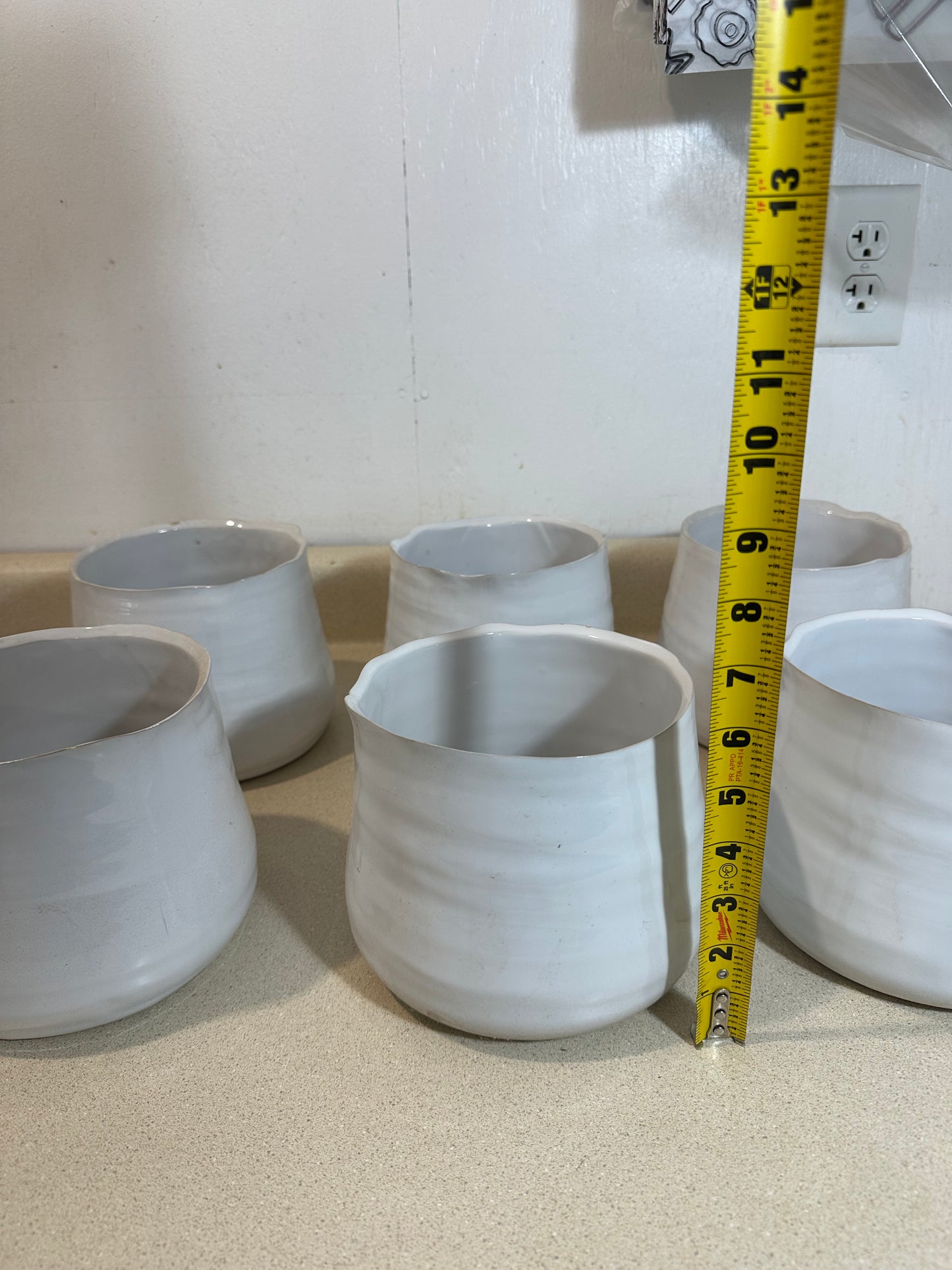 Wavy White Vases/Pots (Lot of 6)