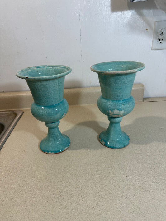 Tall Blue Vases (Lot of 2)
