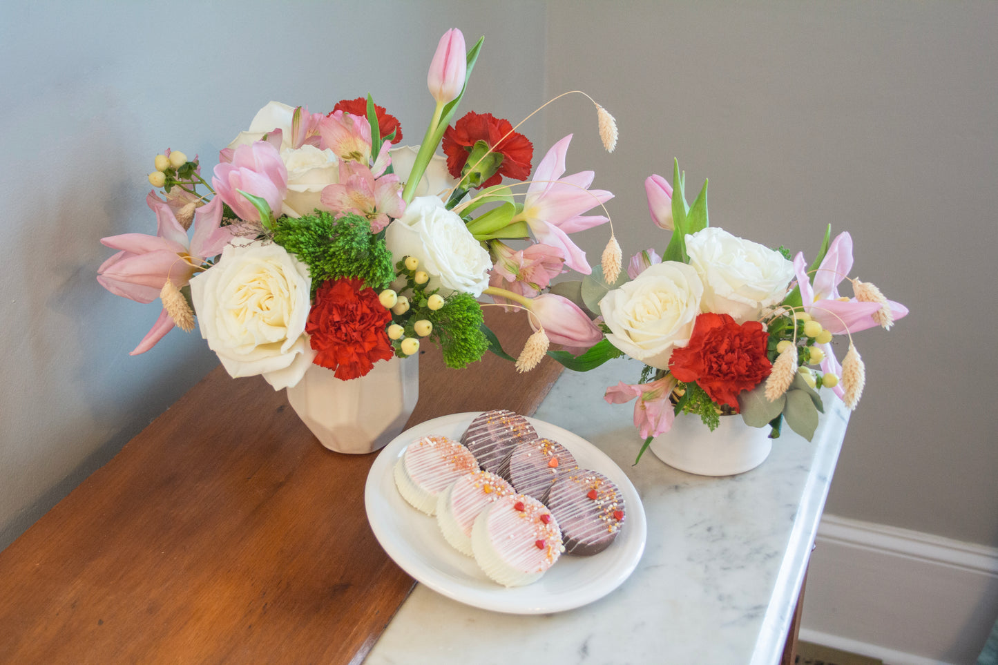 Valentine's Day Flowers and Cookies